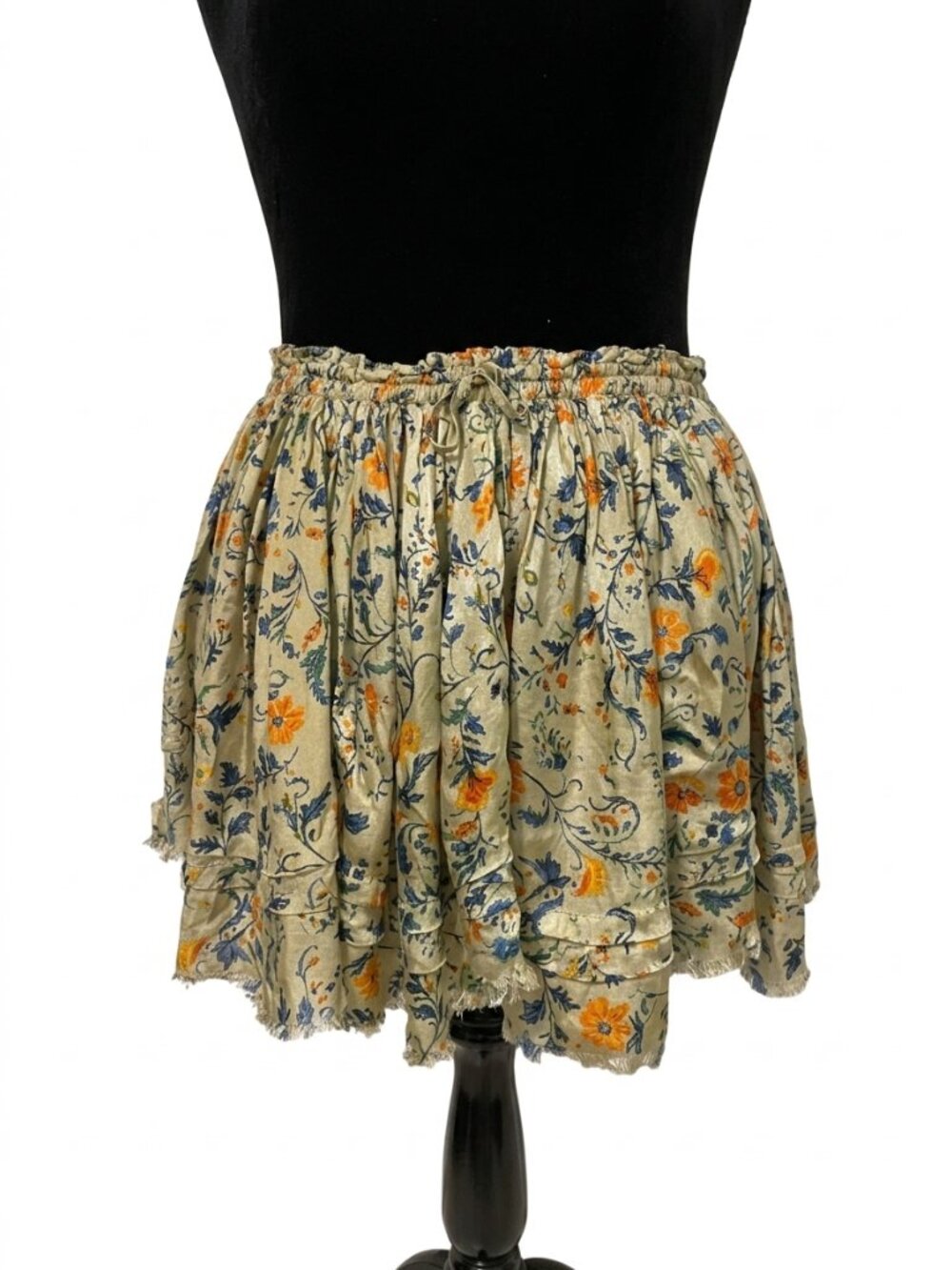 Free People FP One Third Charm Floral Print Tiered Mini Skirt Boho Viscose